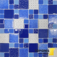 Mosaic MSS004 Mozaika skleněná patchwork modrá 300x300 mm