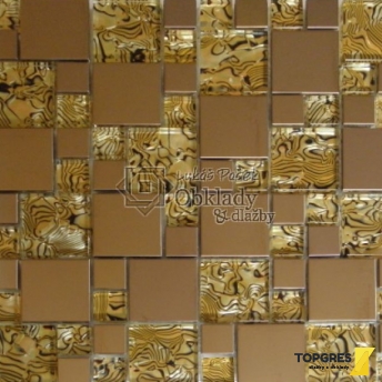 MOSAIC MMS049 Sklo-metal mozaika Multimix zlatá 300x300 mm