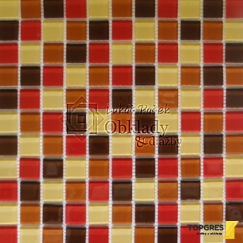 MOSAIC MSN219 Mozaika skleněná hnědočervený mix 300x300 mm